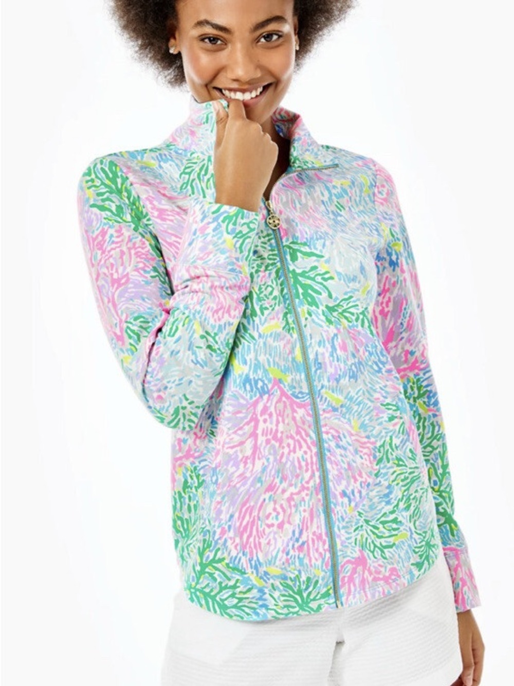 Lilly Pulitzer Pastel Pink Green Blue Zip Front Jacket
